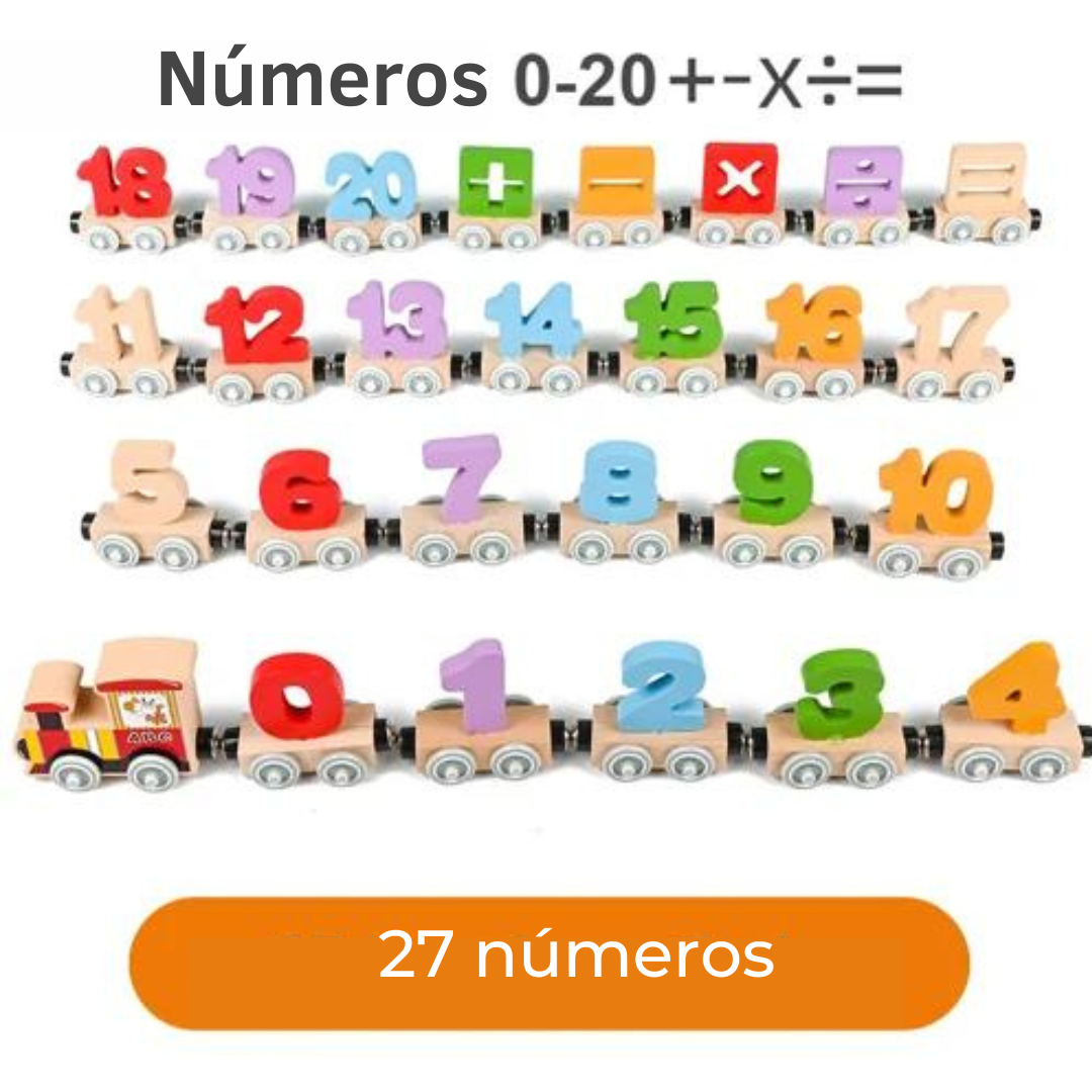 TrainKids™ - tren de madera magnético para aprender números y letras