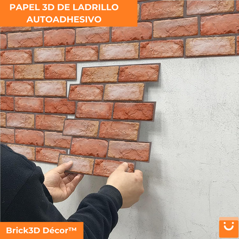 Brick3D Décor™ - PAPEL 3D DE LADRILLO AUTOADHESIVO