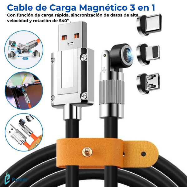 USBMAGIC - CABLE USB MAGNÉTICO 3 EN 1